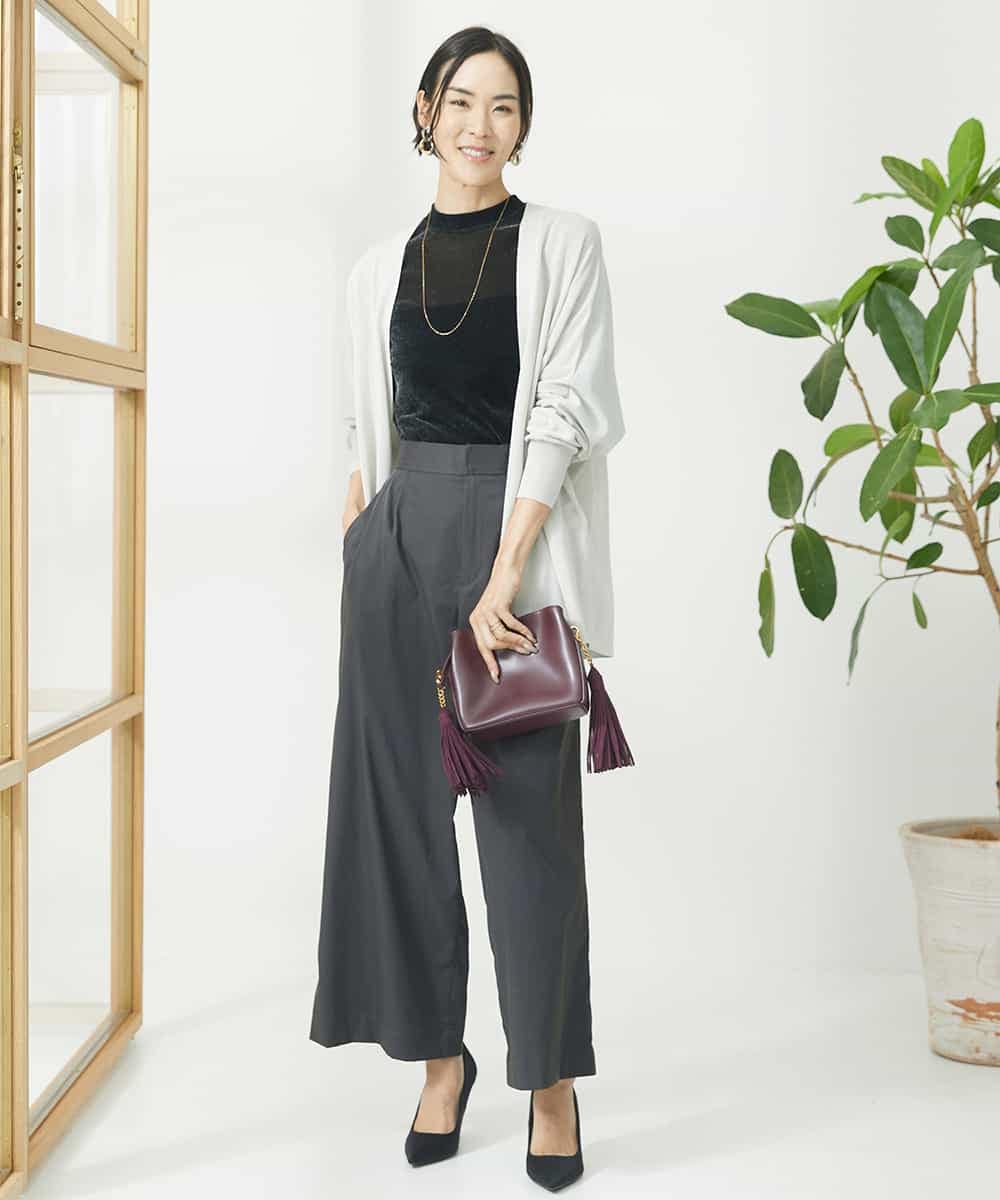 FMKAA24160 MICHEL KLEIN(ミッシェルクラン) ナイロンチュールフロッキーカットソー ブラック(94)