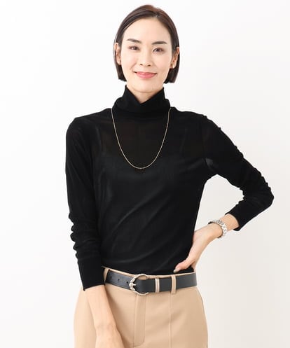 FMKAA36160  ナイロンチュールフロッキーハイネックカットソー