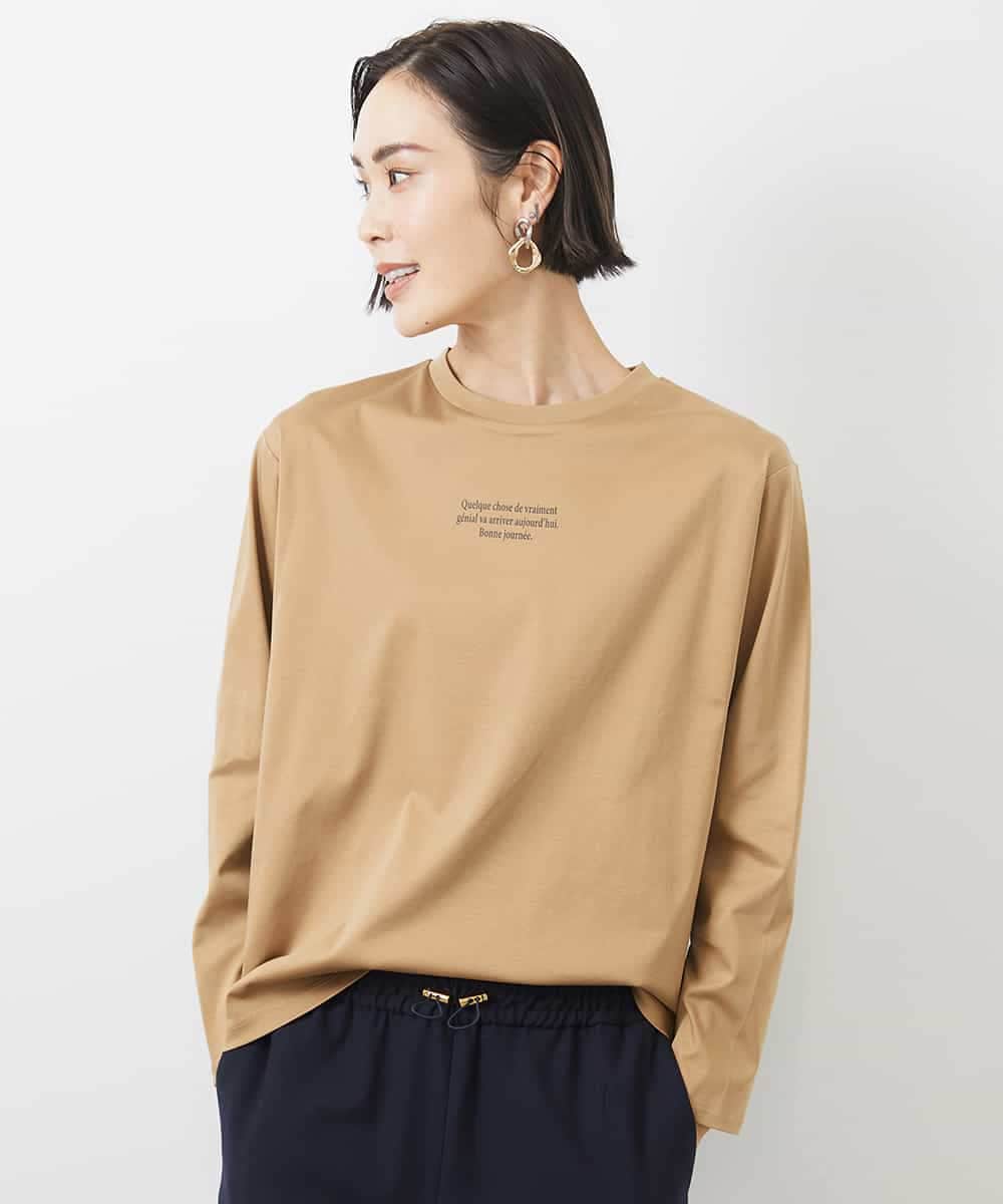 FMKAA40150 MICHEL KLEIN(ミッシェルクラン) [ドラマ着用]ロングスリーブロゴTシャツ ベージュ