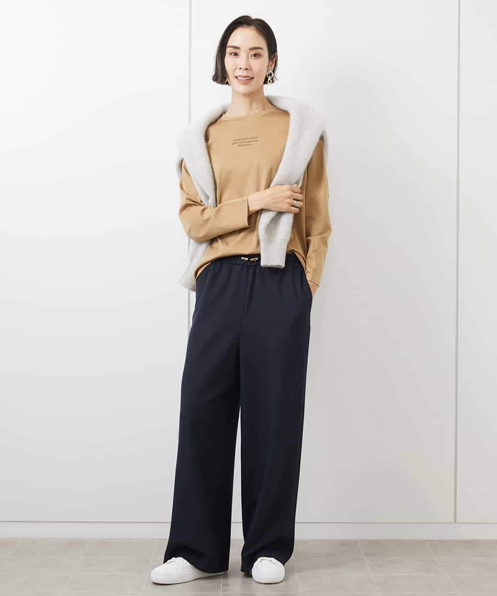 FMKAA40150 MICHEL KLEIN(ミッシェルクラン) [ドラマ着用]ロングスリーブロゴTシャツ ベージュ