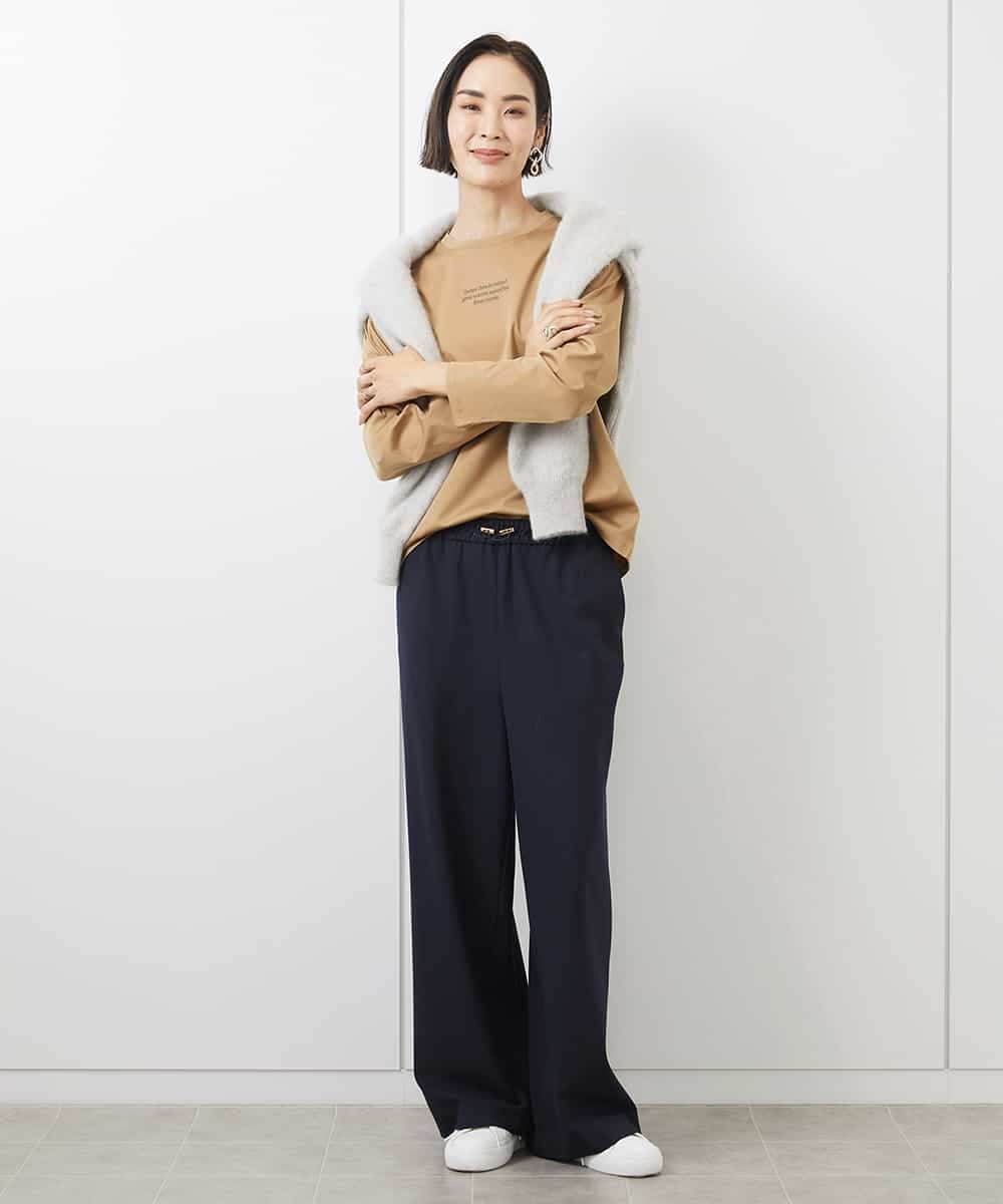 FMKAA40150 MICHEL KLEIN(ミッシェルクラン) [ドラマ着用]ロングスリーブロゴTシャツ ベージュ