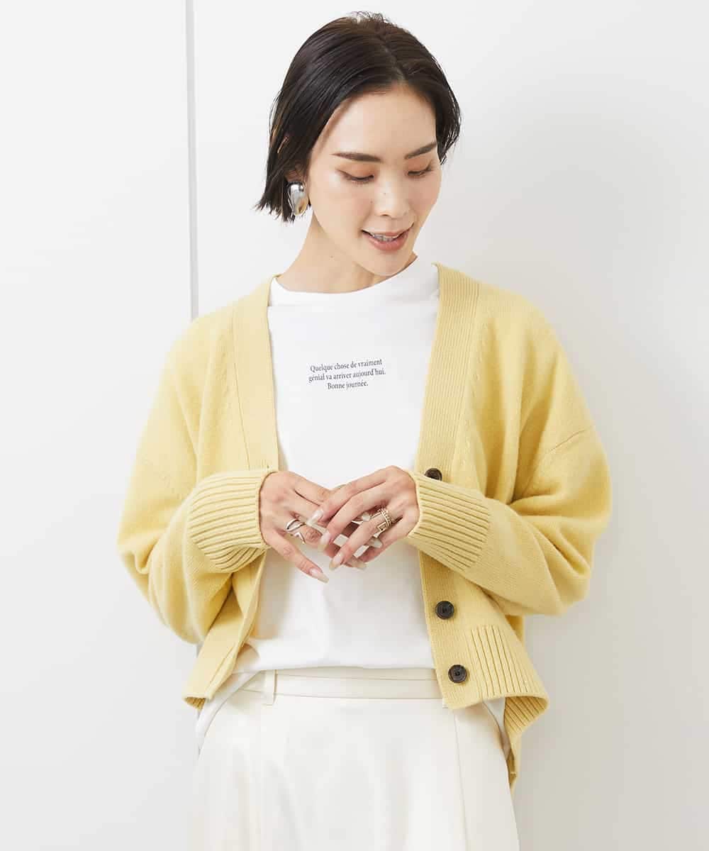 FMKAA40150 MICHEL KLEIN(ミッシェルクラン) [ドラマ着用]ロングスリーブロゴTシャツ ベージュ