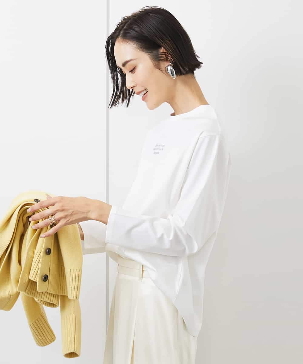 FMKAA40150 MICHEL KLEIN(ミッシェルクラン) [ドラマ着用]ロングスリーブロゴTシャツ ベージュ