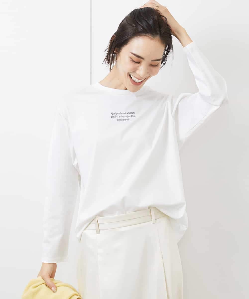 FMKAA40150 MICHEL KLEIN(ミッシェルクラン) [ドラマ着用]ロングスリーブロゴTシャツ ベージュ