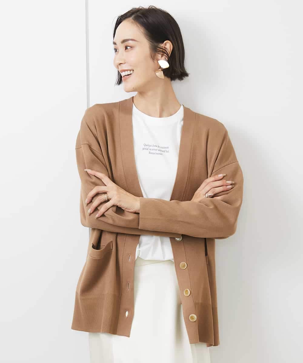 FMKAA40150 MICHEL KLEIN(ミッシェルクラン) [ドラマ着用]ロングスリーブロゴTシャツ ベージュ