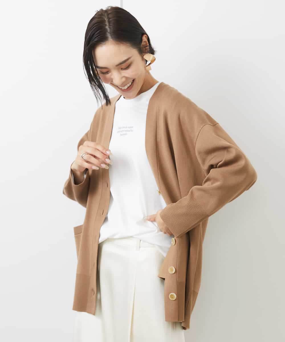 FMKAA40150 MICHEL KLEIN(ミッシェルクラン) [ドラマ着用]ロングスリーブロゴTシャツ ベージュ