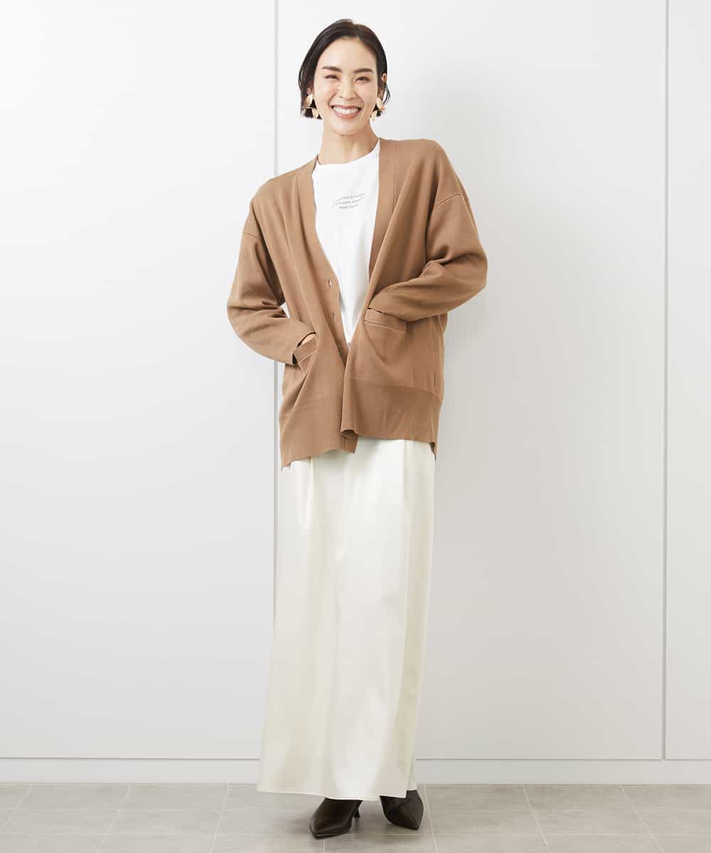 FMKAA40150 MICHEL KLEIN(ミッシェルクラン) [ドラマ着用]ロングスリーブロゴTシャツ ベージュ