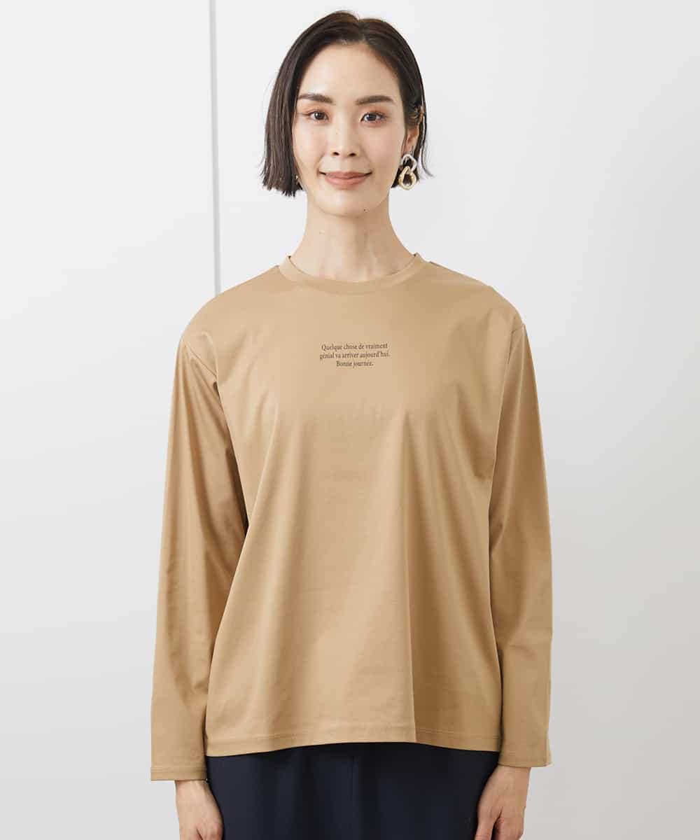 FMKAA40150 MICHEL KLEIN(ミッシェルクラン) [ドラマ着用]ロングスリーブロゴTシャツ ベージュ