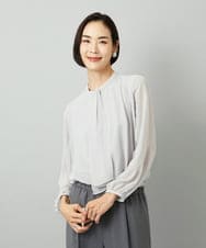 FMKAD02170 MICHEL KLEIN(ミッシェルクラン) ボウタイ付き2WAYブラウソ― ライトグレー