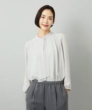FMKAD02170 MICHEL KLEIN(ミッシェルクラン) ボウタイ付き2WAYブラウソ― ライトグレー