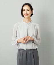 FMKAD02170 MICHEL KLEIN(ミッシェルクラン) ボウタイ付き2WAYブラウソ― ライトグレー