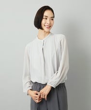 FMKAD02170 MICHEL KLEIN(ミッシェルクラン) ボウタイ付き2WAYブラウソ― ライトグレー