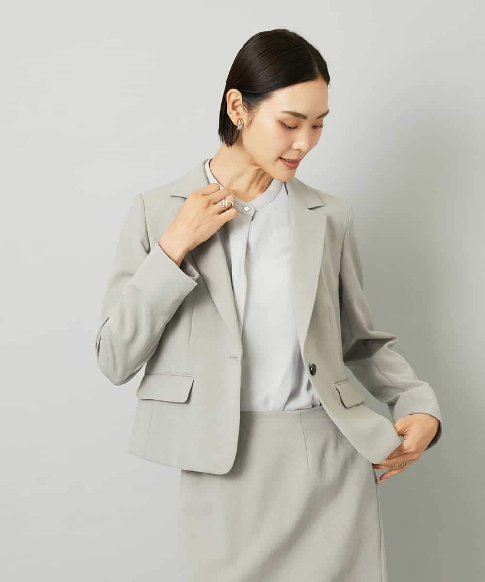 FMKAD02170 MICHEL KLEIN(ミッシェルクラン) ボウタイ付き2WAYブラウソ― ライトグレー