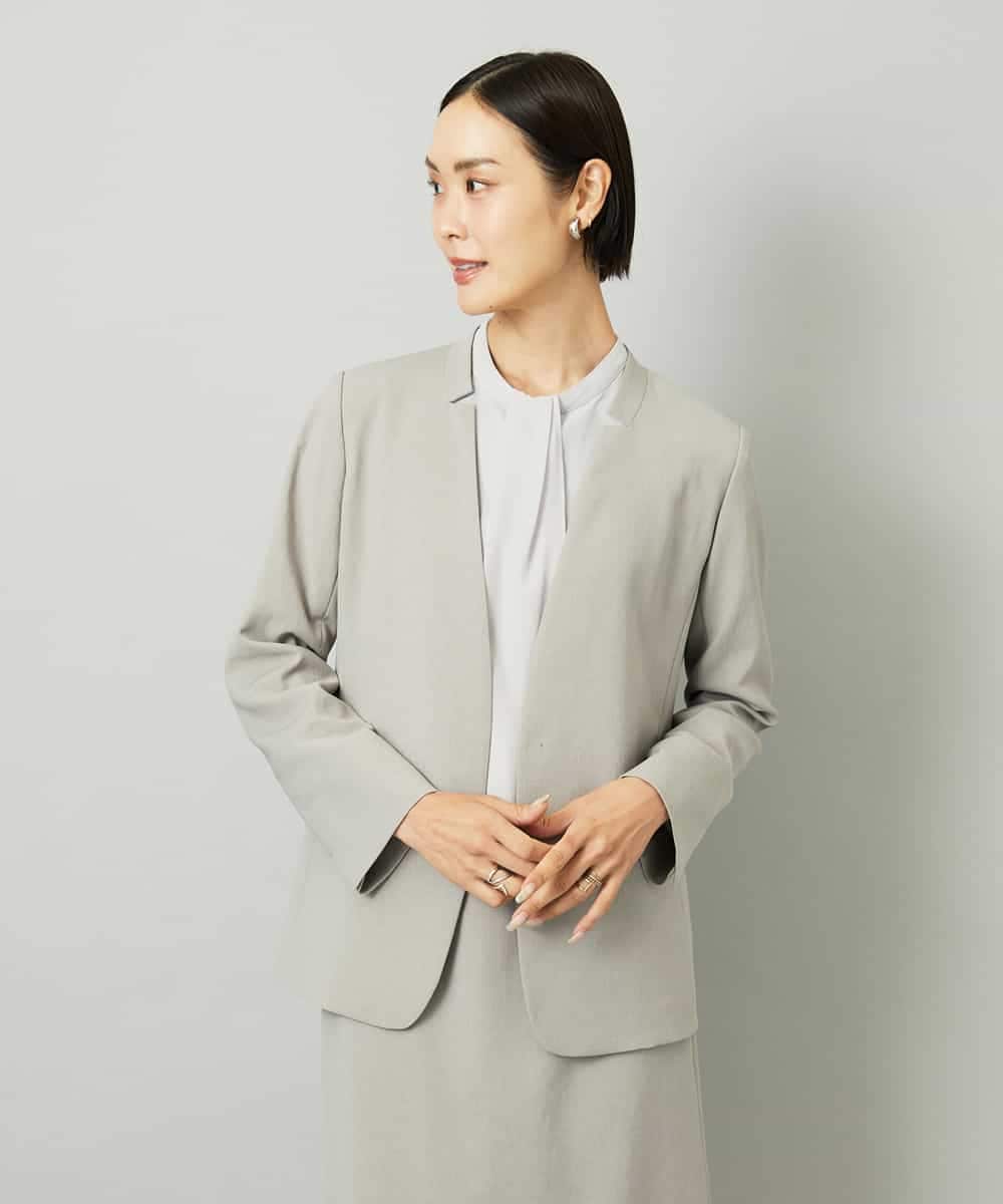 FMKAD02170 MICHEL KLEIN(ミッシェルクラン) ボウタイ付き2WAYブラウソ― ライトグレー