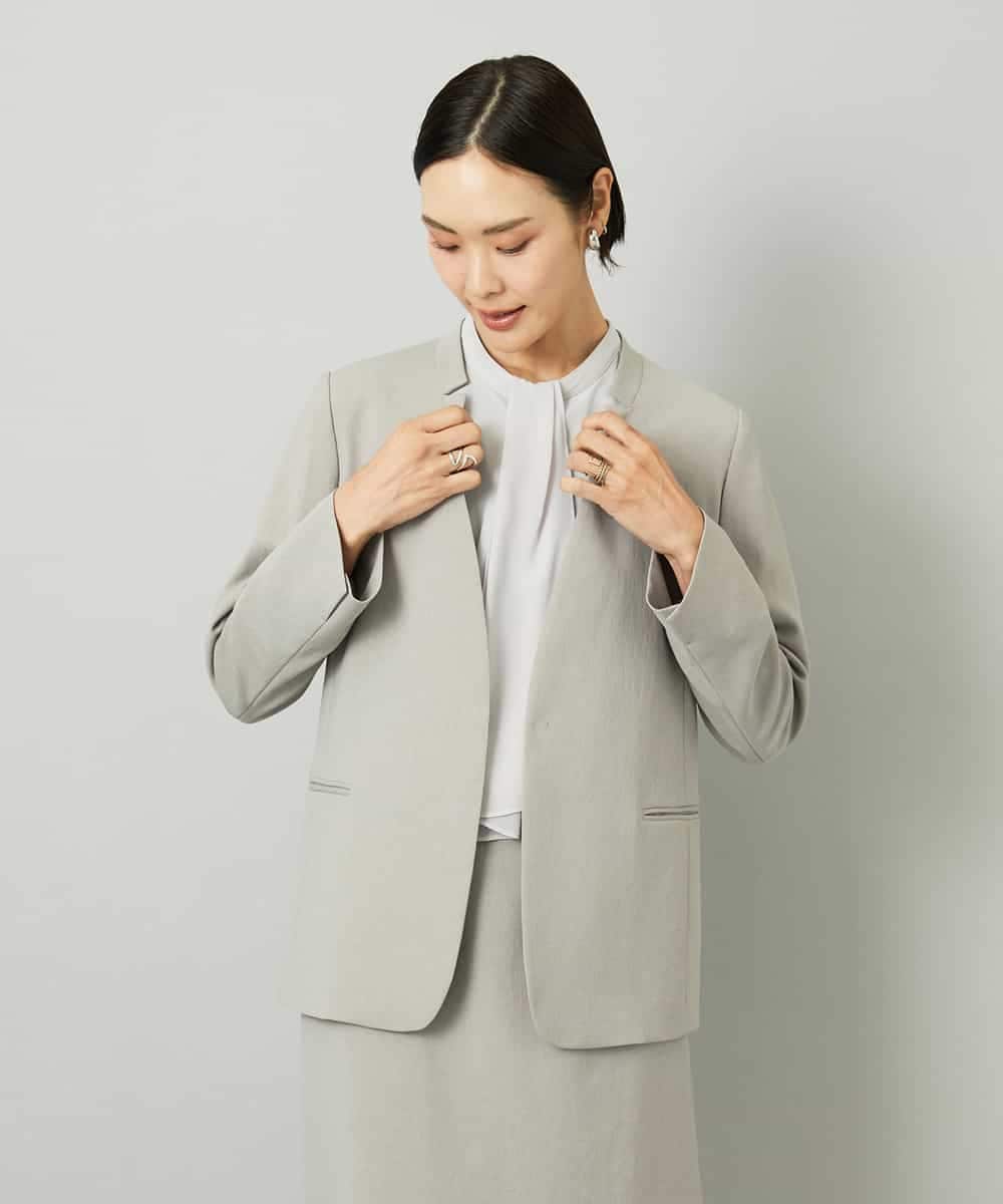 FMKAD02170 MICHEL KLEIN(ミッシェルクラン) ボウタイ付き2WAYブラウソ― ライトグレー