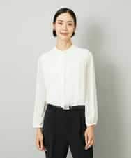 FMKAD02170 MICHEL KLEIN(ミッシェルクラン) ボウタイ付き2WAYブラウソ― ライトグレー