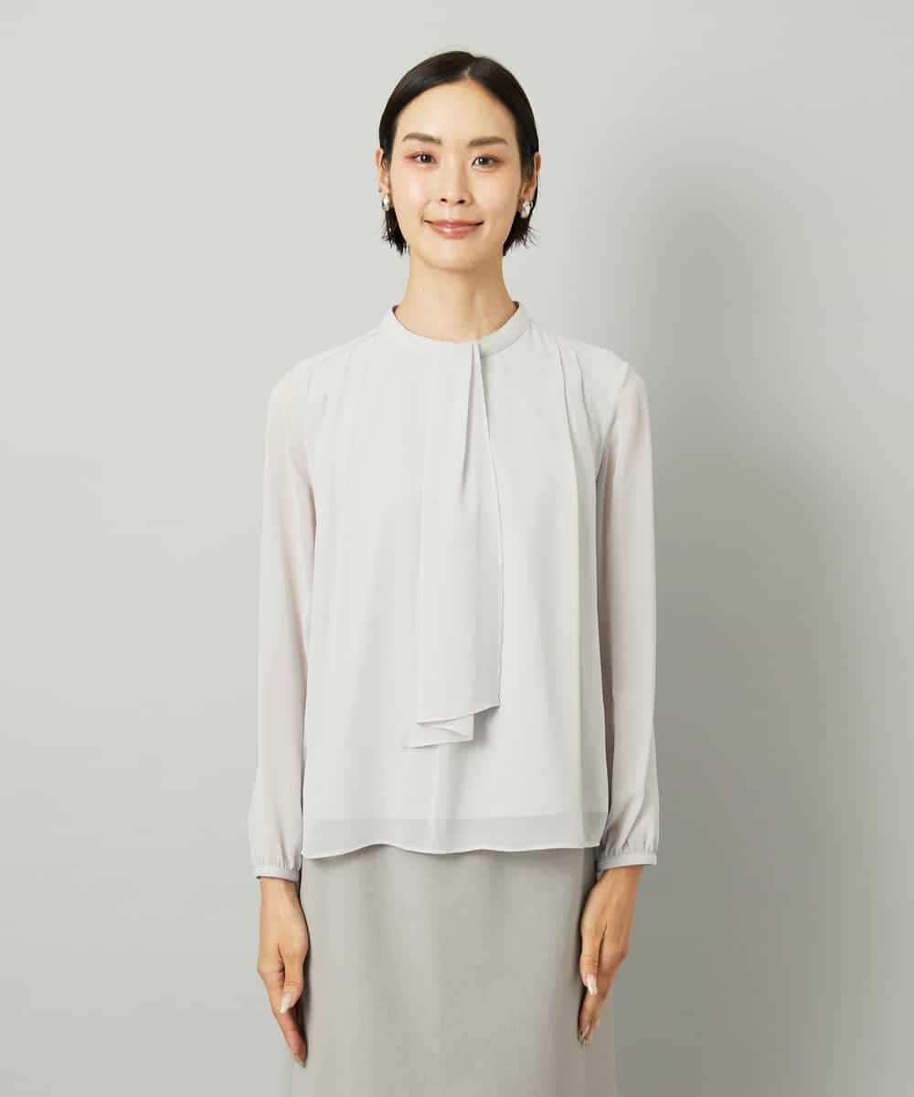 FMKAD02170 MICHEL KLEIN(ミッシェルクラン) ボウタイ付き2WAYブラウソ― ライトグレー