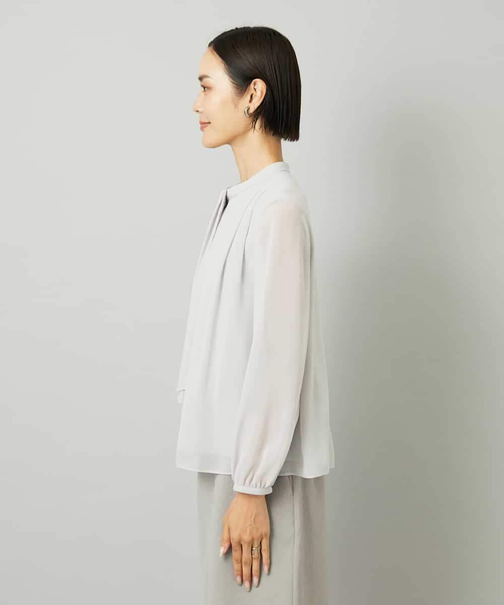 FMKAD02170 MICHEL KLEIN(ミッシェルクラン) ボウタイ付き2WAYブラウソ― ライトグレー