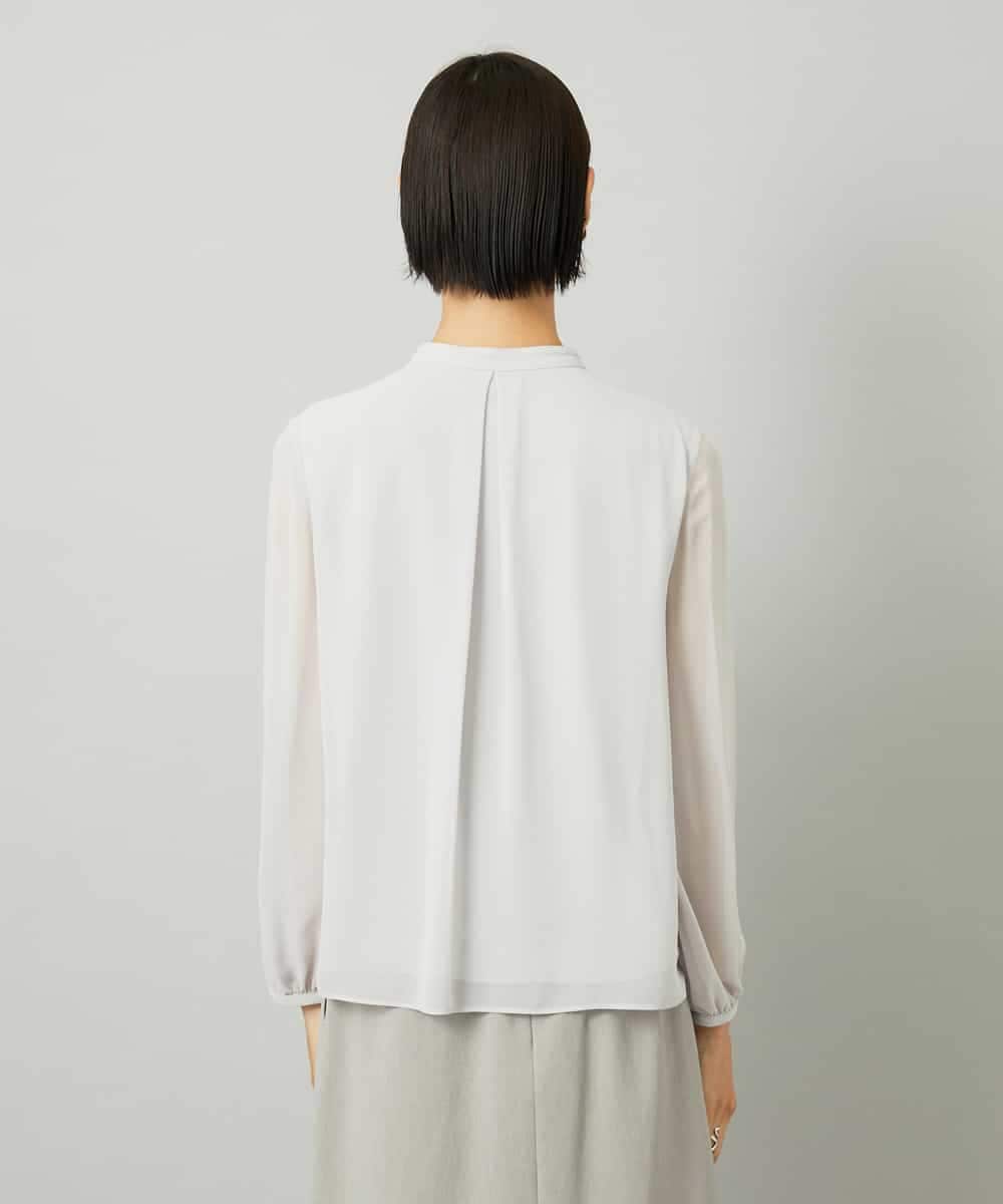 FMKAD02170 MICHEL KLEIN(ミッシェルクラン) ボウタイ付き2WAYブラウソ― ライトグレー