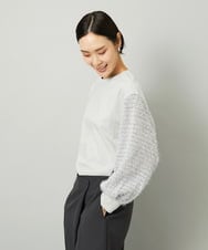 FMKAD18190 MICHEL KLEIN(ミッシェルクラン) パフスリーブ異素材カットソー ライトグレー