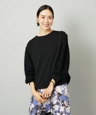 FMKAD18190 MICHEL KLEIN(ミッシェルクラン) パフスリーブ異素材カットソー ブラック