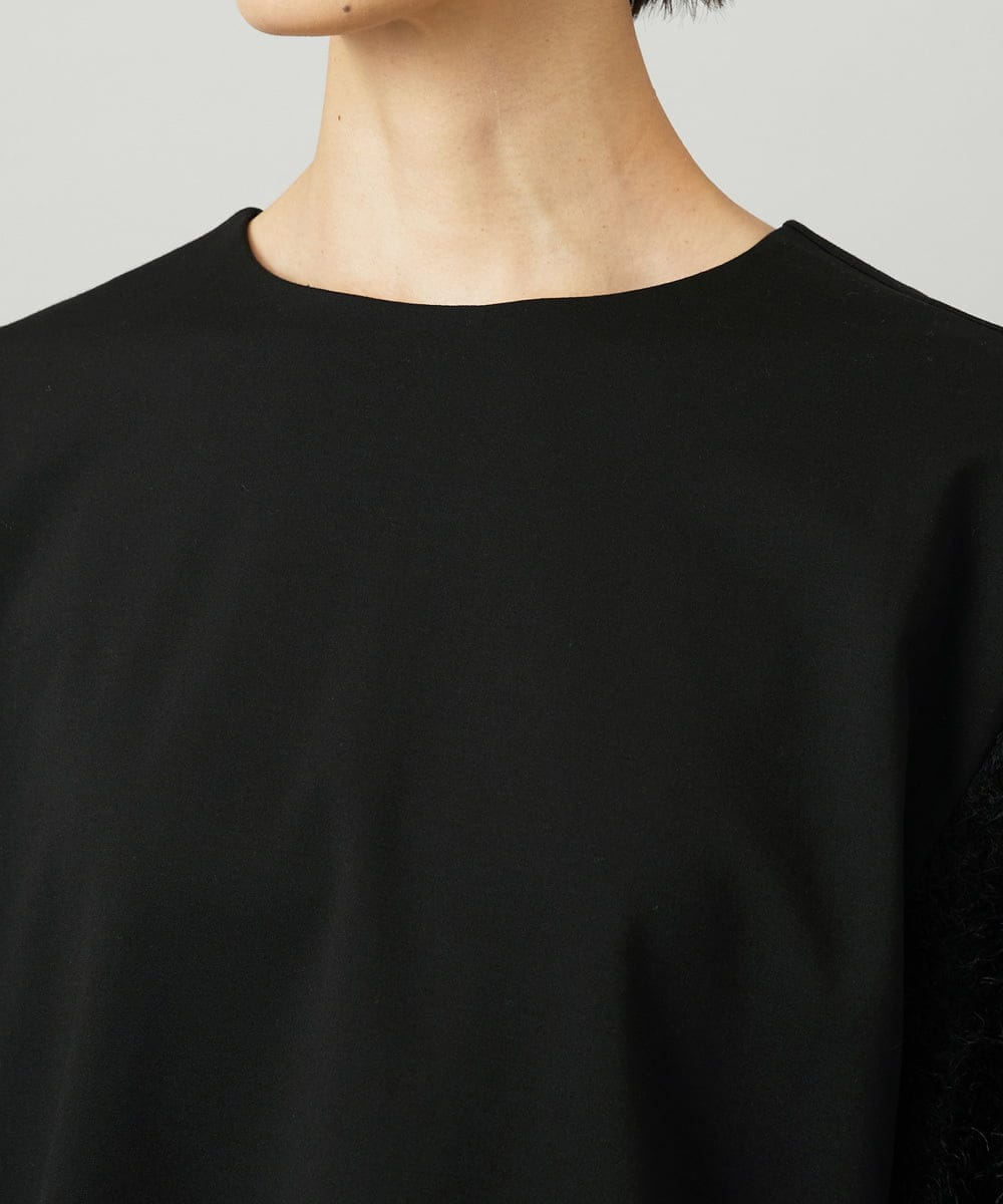 FMKAD18190 MICHEL KLEIN(ミッシェルクラン) パフスリーブ異素材カットソー ブラック