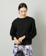 FMKAD18190 MICHEL KLEIN(ミッシェルクラン) パフスリーブ異素材カットソー ブラック