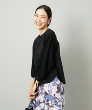 FMKAD18190 MICHEL KLEIN(ミッシェルクラン) パフスリーブ異素材カットソー ブラック