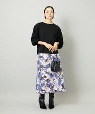 FMKAD18190 MICHEL KLEIN(ミッシェルクラン) パフスリーブ異素材カットソー ブラック