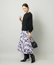FMKAD18190 MICHEL KLEIN(ミッシェルクラン) パフスリーブ異素材カットソー ブラック