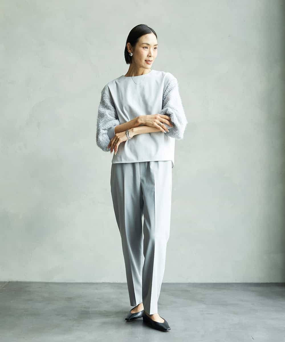 FMKAD18190 MICHEL KLEIN(ミッシェルクラン) パフスリーブ異素材カットソー ブラック