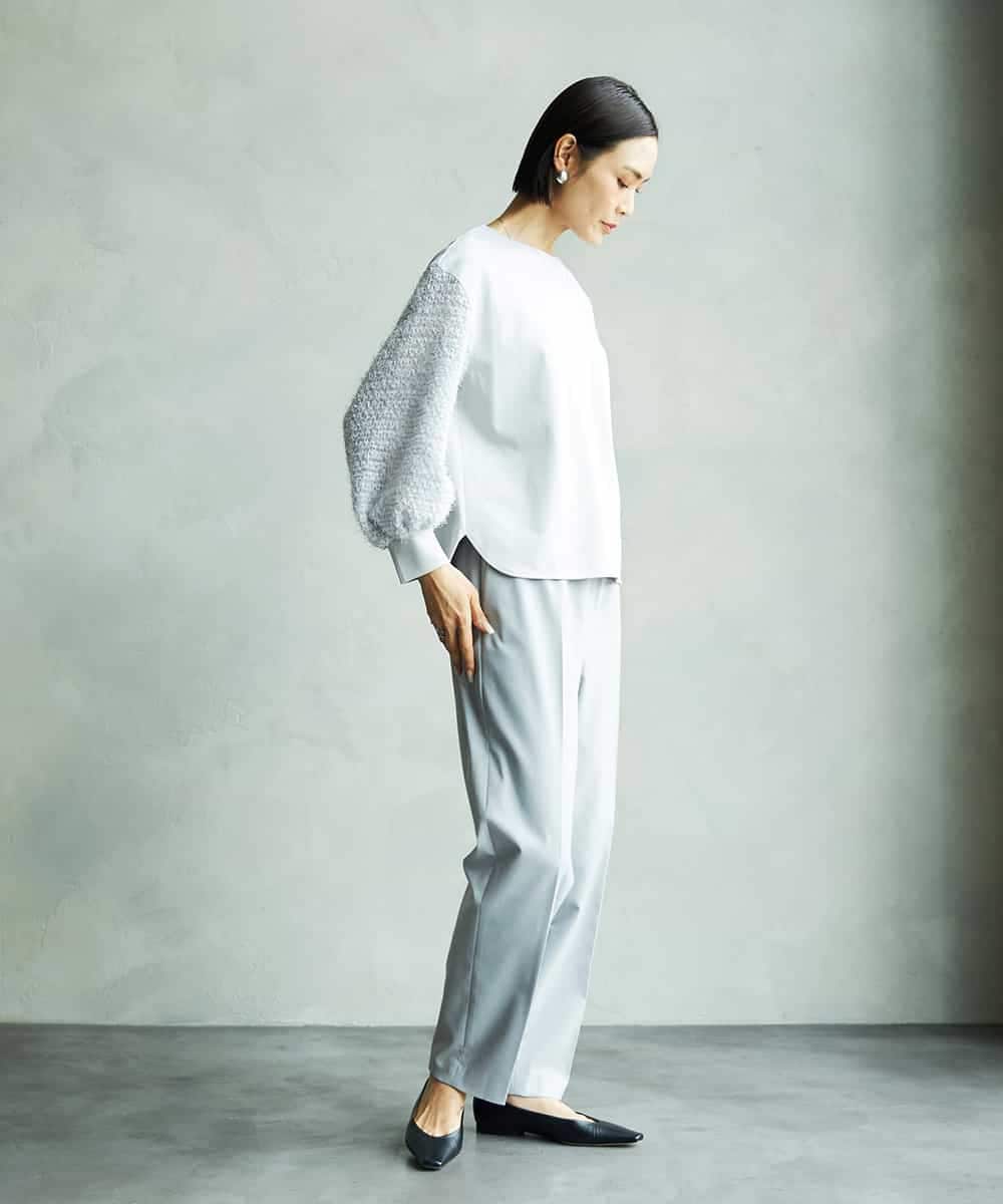 FMKAD18190 MICHEL KLEIN(ミッシェルクラン) パフスリーブ異素材カットソー ブラック