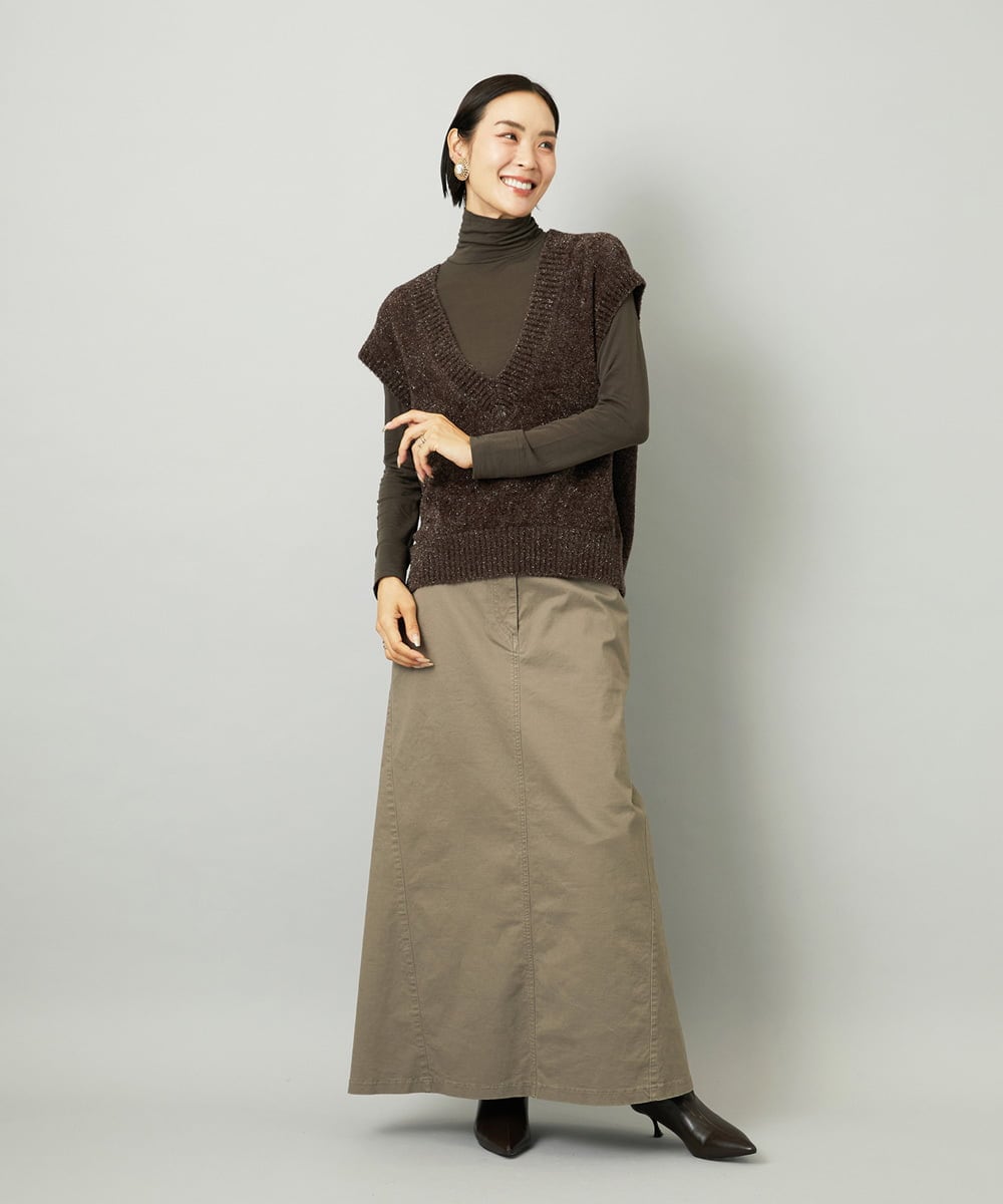 FMKAD19130 MICHEL KLEIN(ミッシェルクラン) ［レイヤードにおすすめ］シアーハイネックカットソー ブラウン