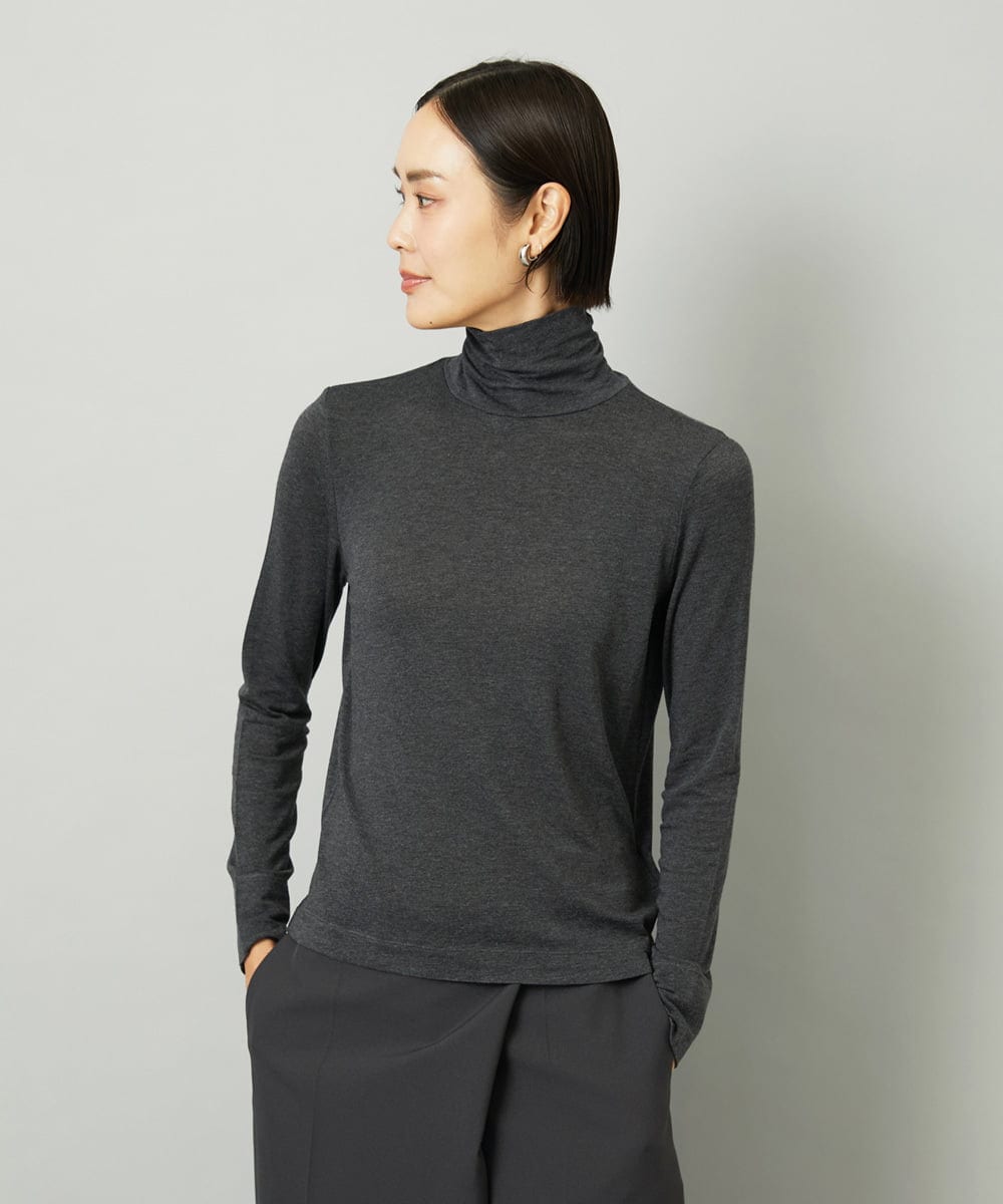 FMKAD19130 MICHEL KLEIN(ミッシェルクラン) ［レイヤードにおすすめ］シアーハイネックカットソー ブラウン