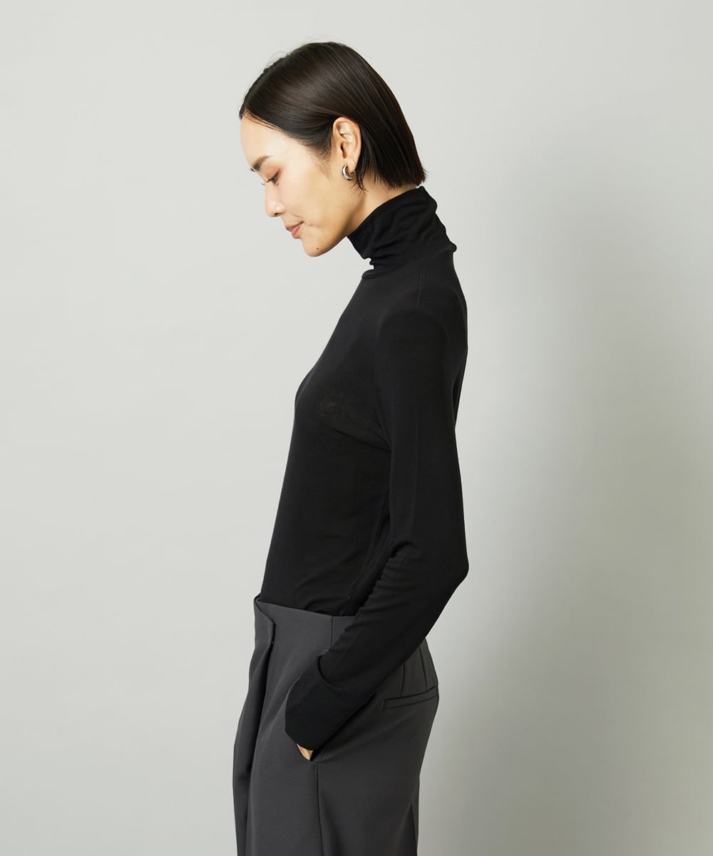 FMKAD19130 MICHEL KLEIN(ミッシェルクラン) ［レイヤードにおすすめ］シアーハイネックカットソー ブラウン