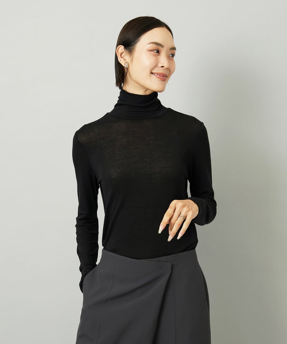 FMKAD19130 MICHEL KLEIN(ミッシェルクラン) ［レイヤードにおすすめ］シアーハイネックカットソー ブラウン