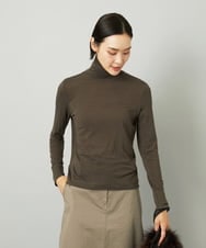 FMKAD19130 MICHEL KLEIN(ミッシェルクラン) ［レイヤードにおすすめ］シアーハイネックカットソー ブラウン