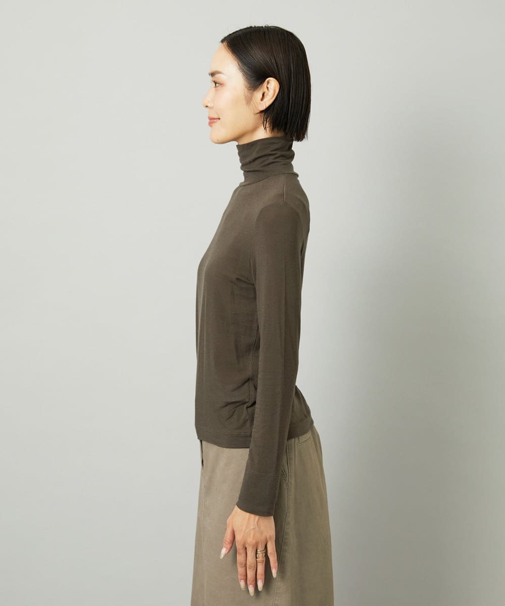 FMKAD19130 MICHEL KLEIN(ミッシェルクラン) ［レイヤードにおすすめ］シアーハイネックカットソー ブラウン
