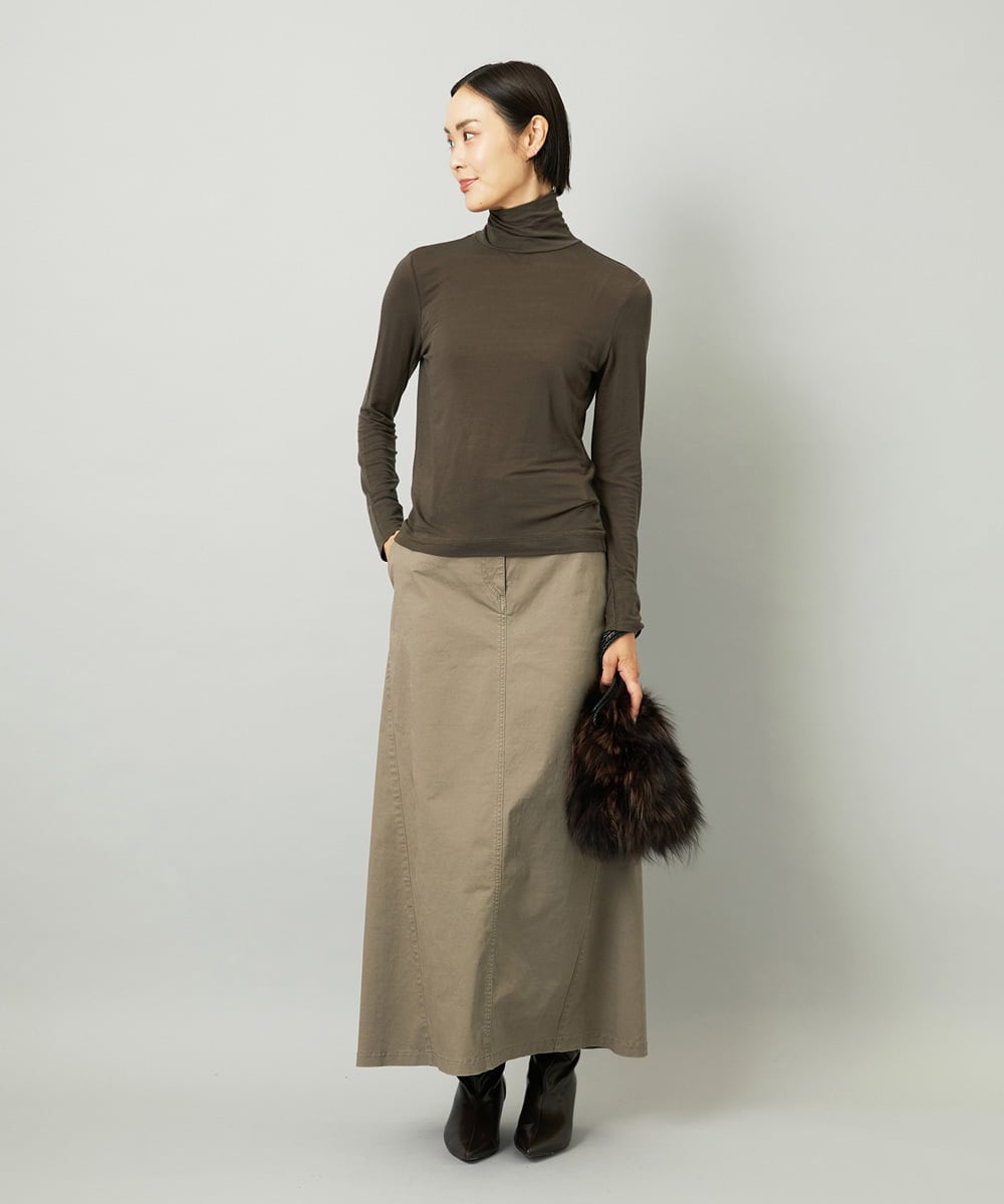 FMKAD19130 MICHEL KLEIN(ミッシェルクラン) ［レイヤードにおすすめ］シアーハイネックカットソー ブラウン
