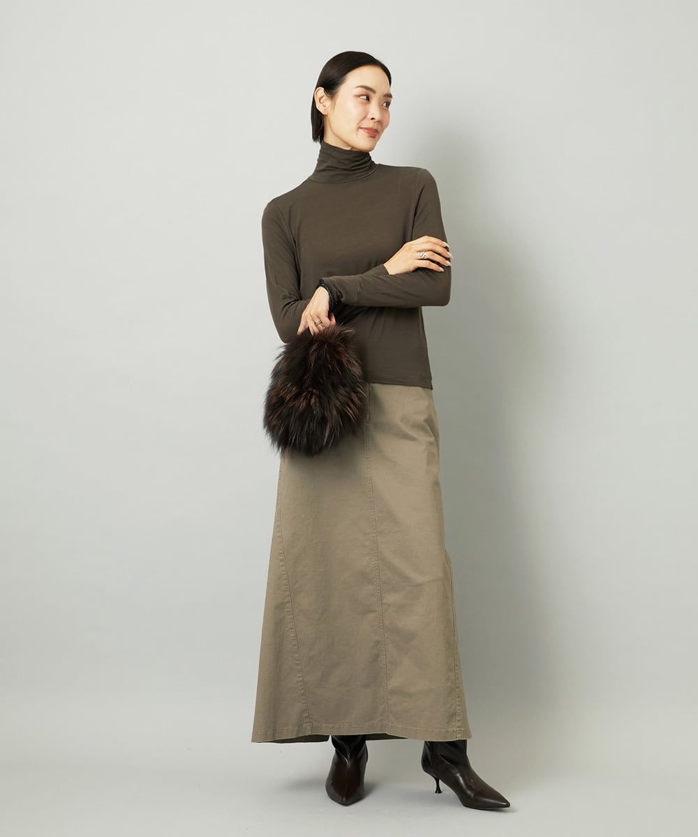FMKAD19130 MICHEL KLEIN(ミッシェルクラン) ［レイヤードにおすすめ］シアーハイネックカットソー ブラウン