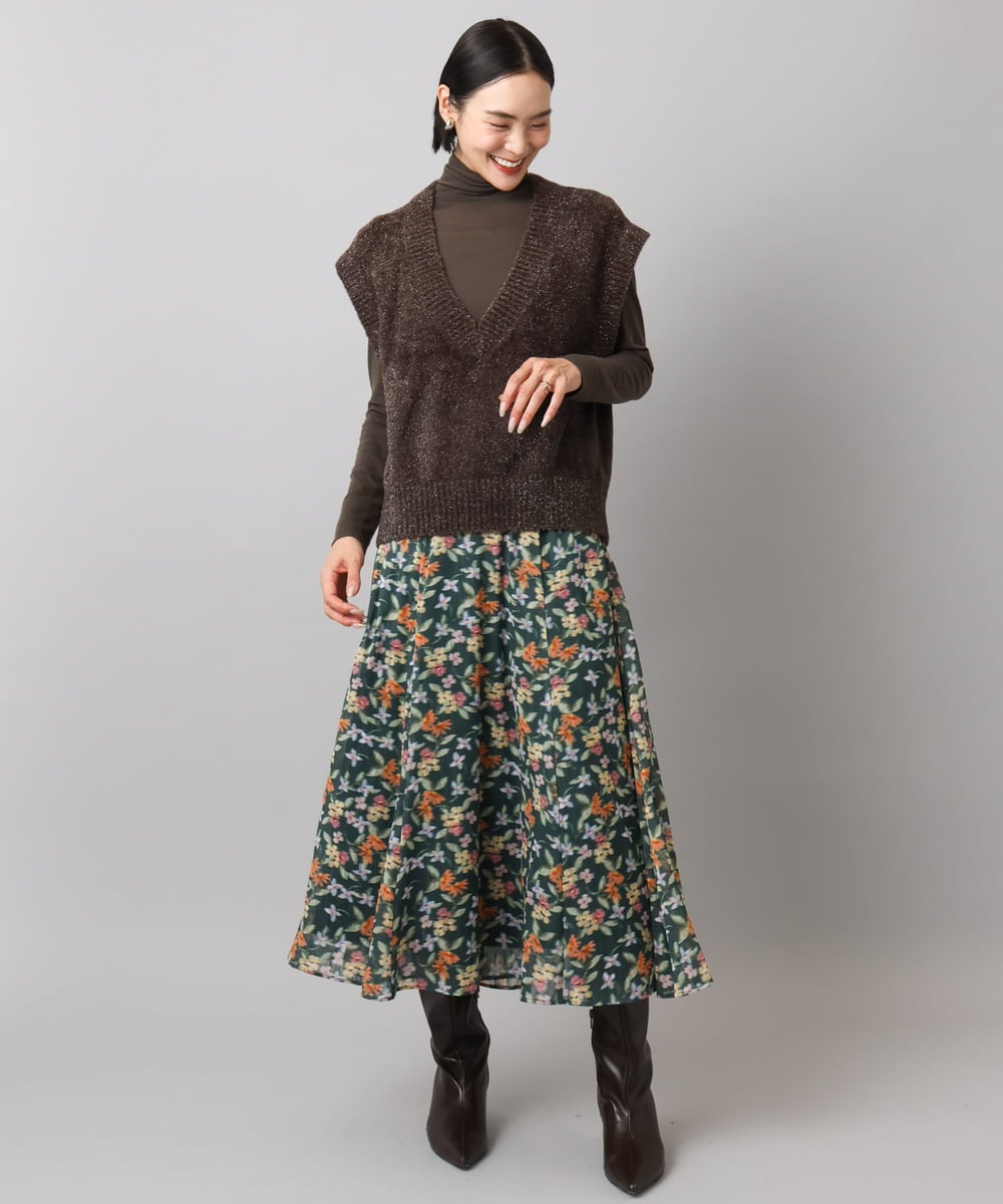 FMKAD19130 MICHEL KLEIN(ミッシェルクラン) ［レイヤードにおすすめ］シアーハイネックカットソー ブラウン