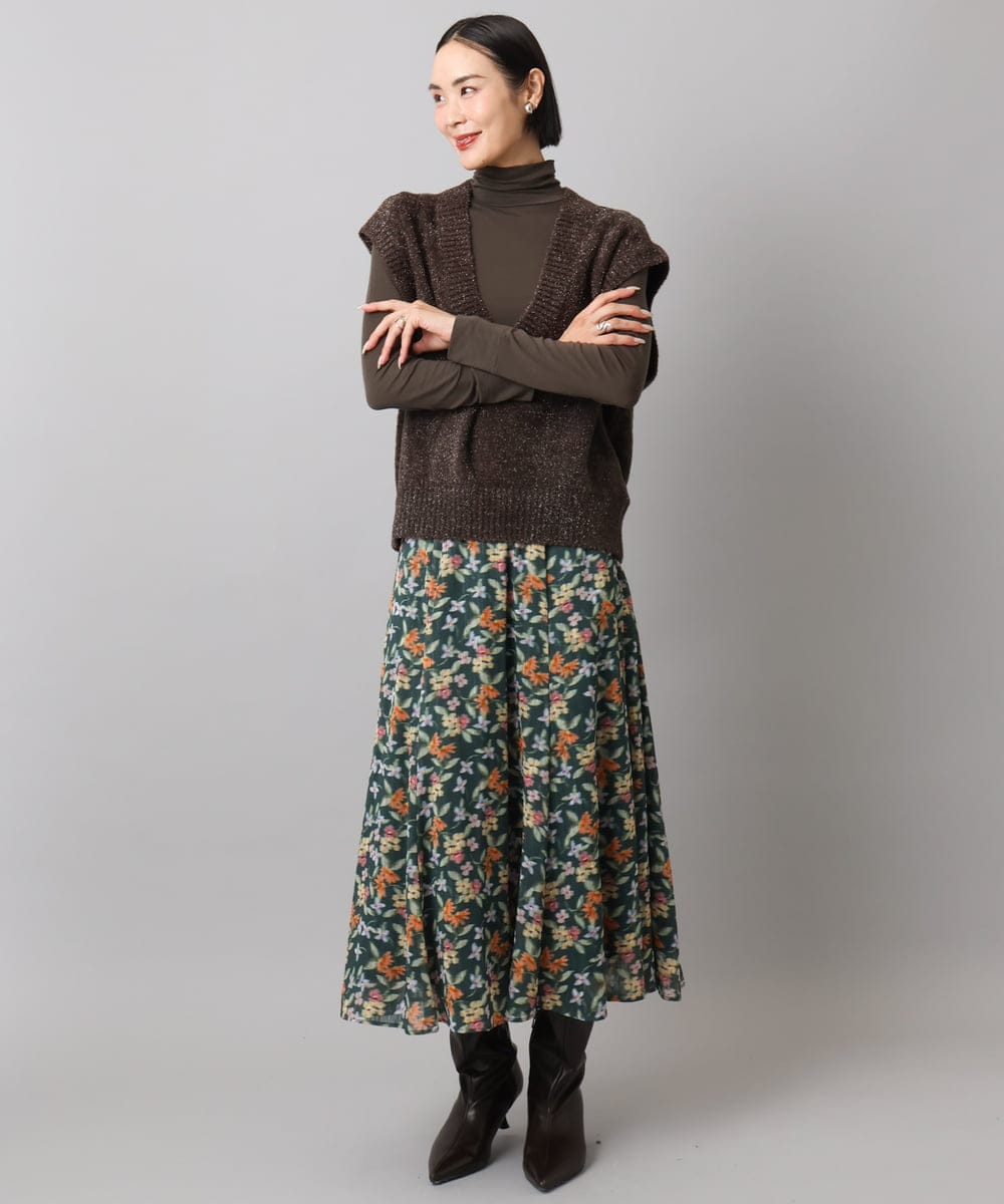 FMKAD19130 MICHEL KLEIN(ミッシェルクラン) ［レイヤードにおすすめ］シアーハイネックカットソー ブラウン