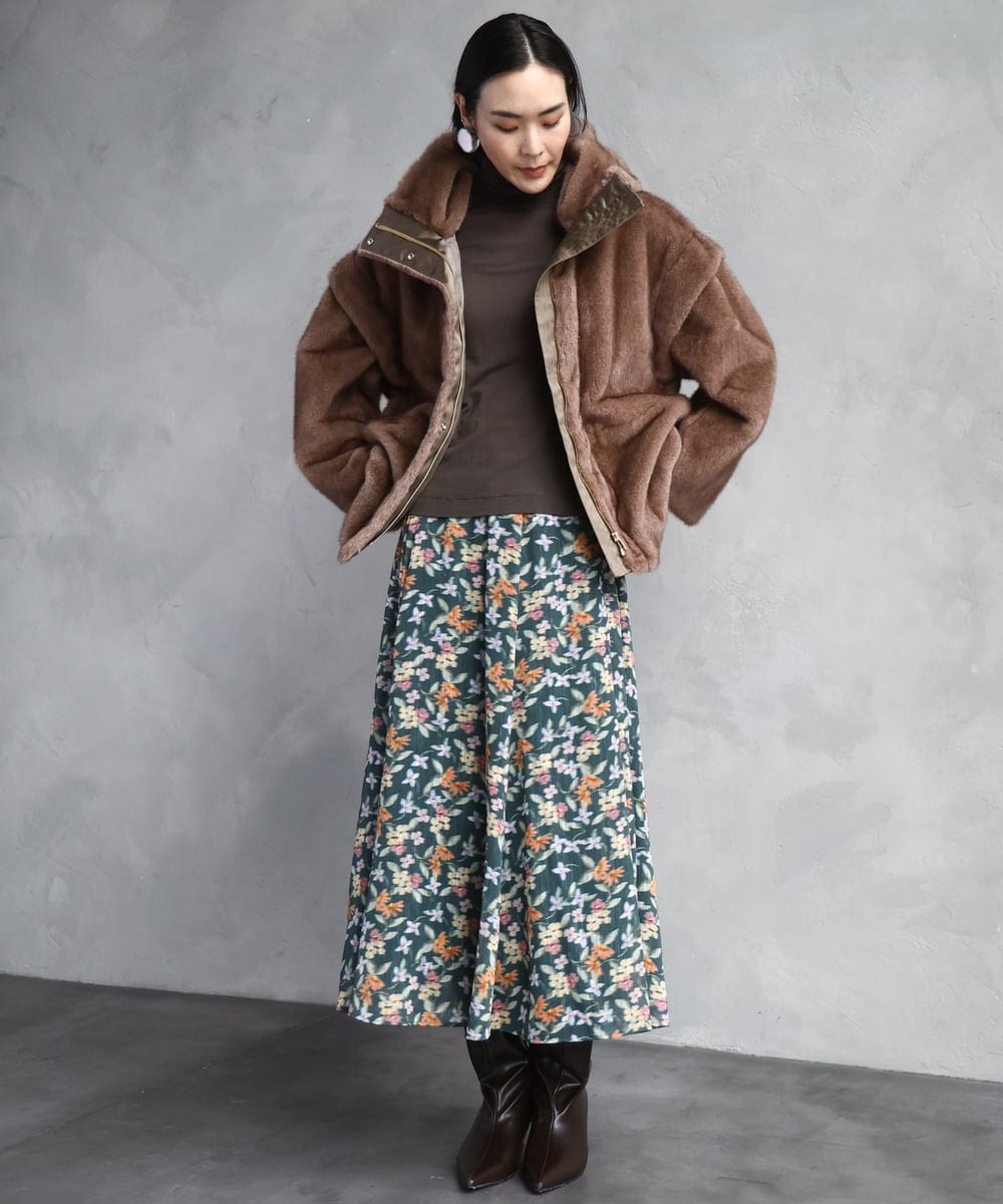 FMKAD19130 MICHEL KLEIN(ミッシェルクラン) ［レイヤードにおすすめ］シアーハイネックカットソー ブラウン