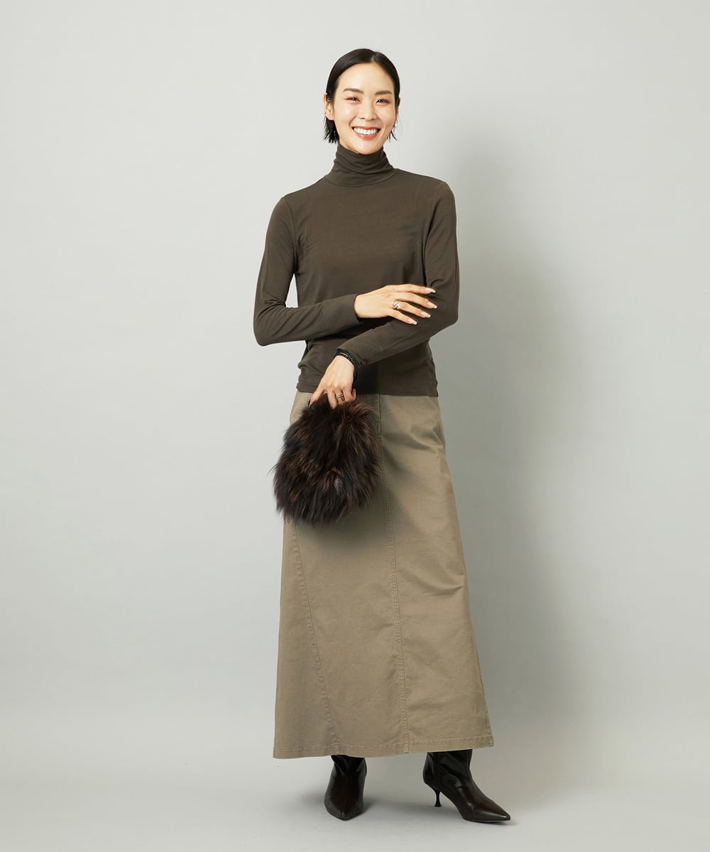 FMKAD19130 MICHEL KLEIN(ミッシェルクラン) ［レイヤードにおすすめ］シアーハイネックカットソー ブラウン