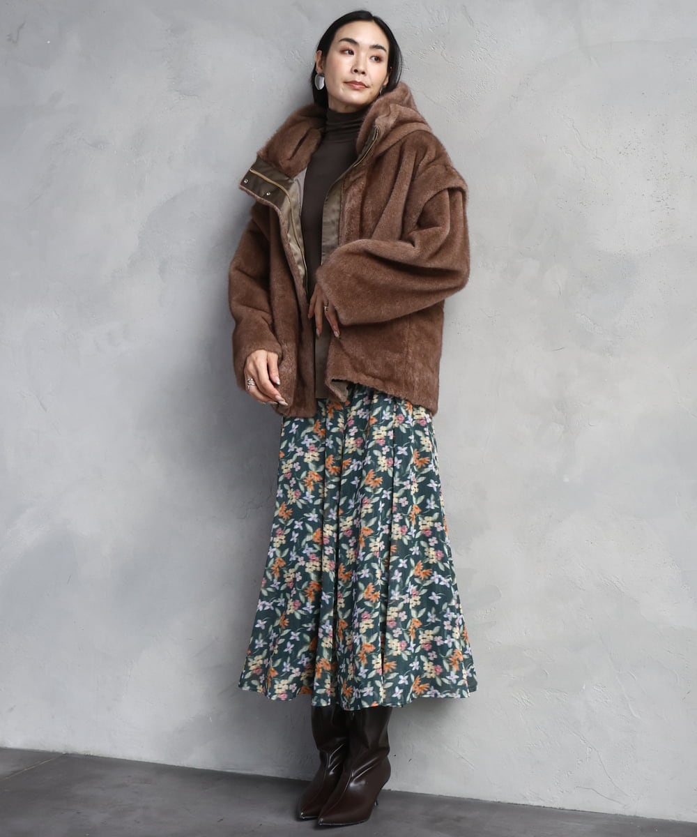 FMKAD19130 MICHEL KLEIN(ミッシェルクラン) ［レイヤードにおすすめ］シアーハイネックカットソー ブラウン