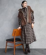 FMKAD19130 MICHEL KLEIN(ミッシェルクラン) ［レイヤードにおすすめ］シアーハイネックカットソー ブラウン