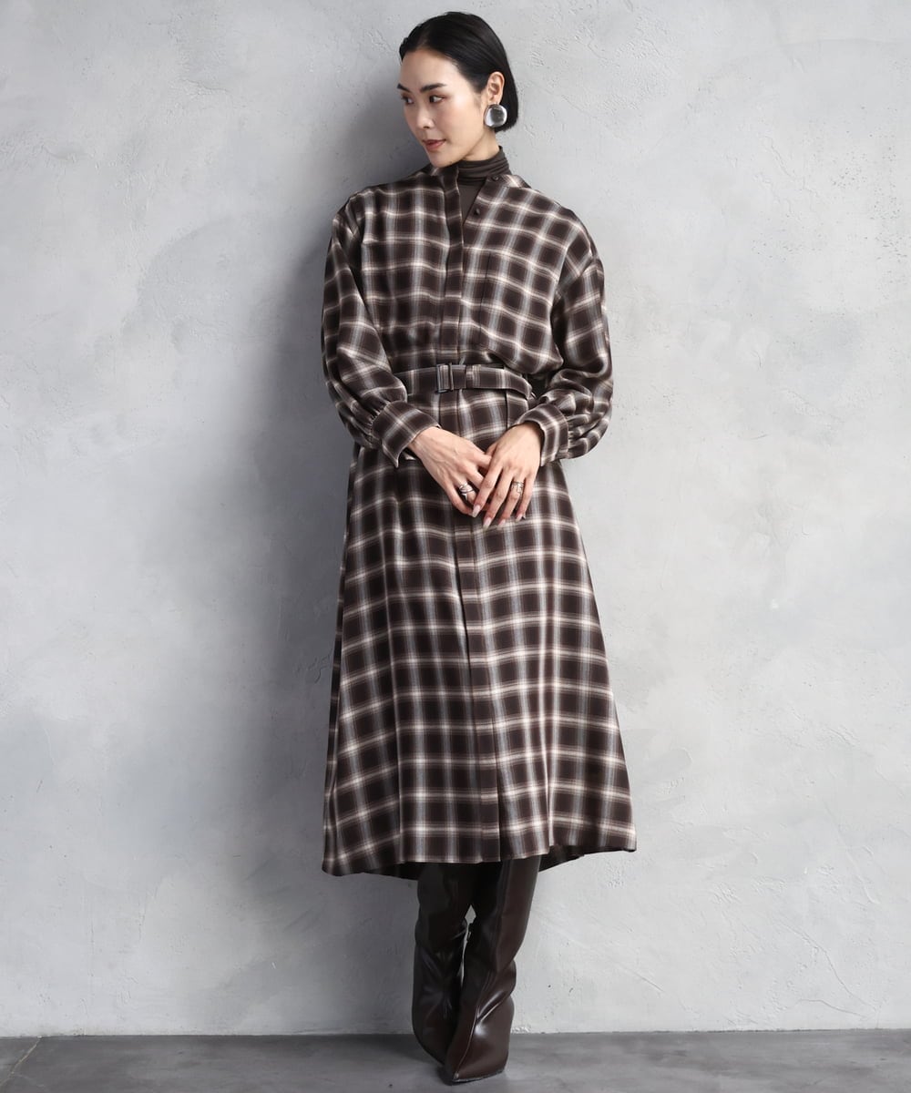 FMKAD19130 MICHEL KLEIN(ミッシェルクラン) ［レイヤードにおすすめ］シアーハイネックカットソー ブラウン