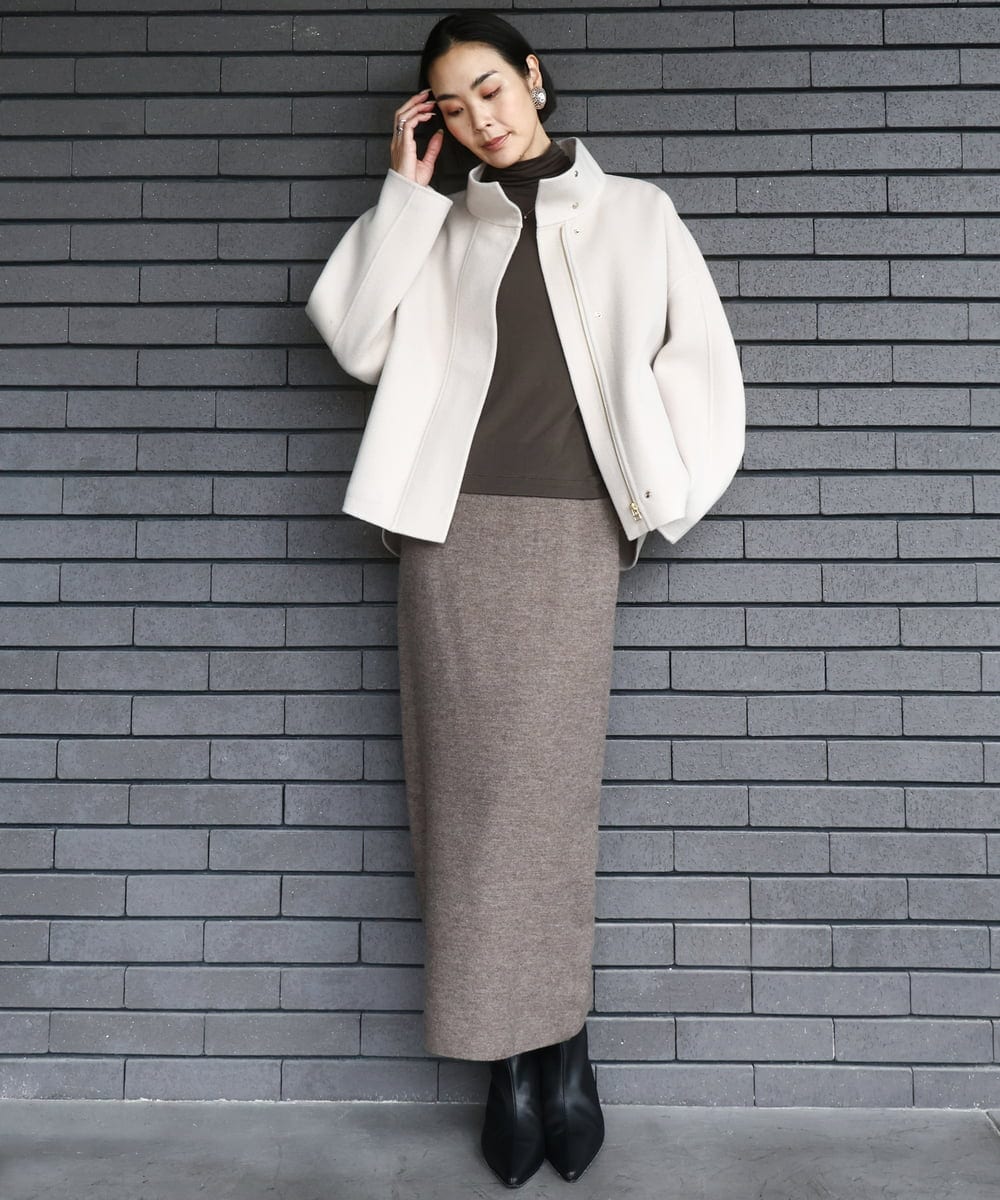 FMKAD19130 MICHEL KLEIN(ミッシェルクラン) ［レイヤードにおすすめ］シアーハイネックカットソー ブラウン