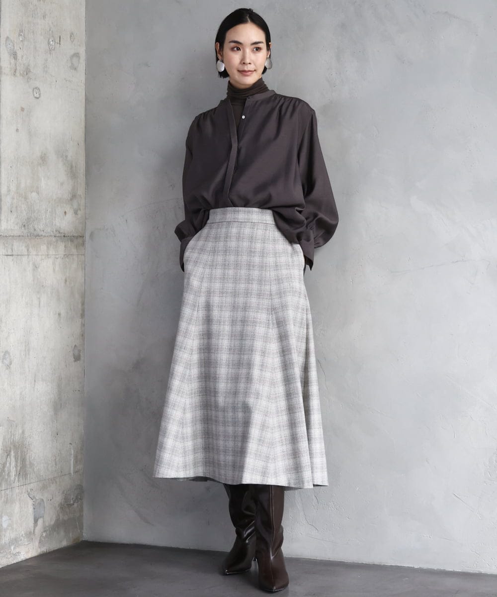 FMKAD19130 MICHEL KLEIN(ミッシェルクラン) ［レイヤードにおすすめ］シアーハイネックカットソー ブラウン