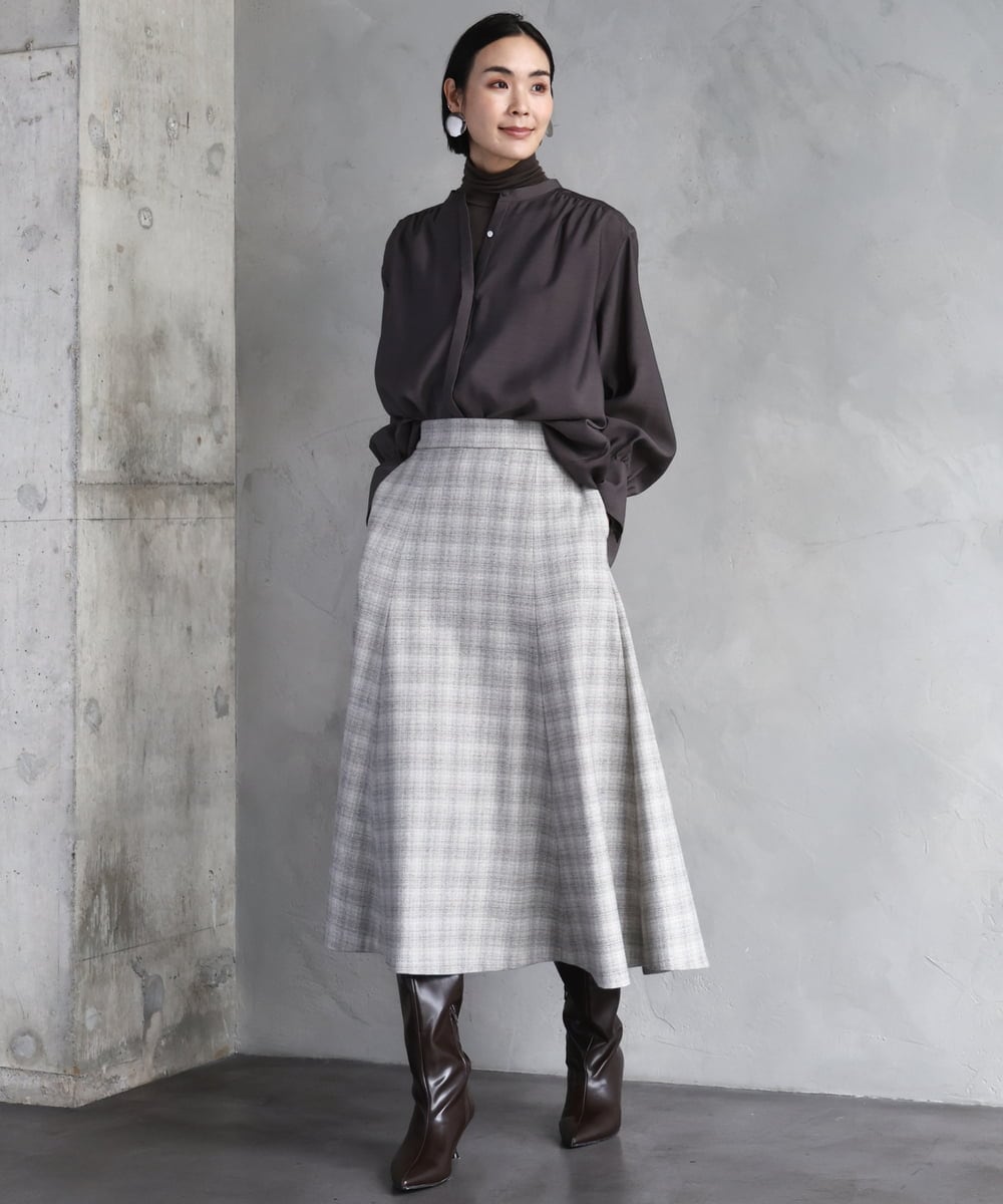 FMKAD19130 MICHEL KLEIN(ミッシェルクラン) ［レイヤードにおすすめ］シアーハイネックカットソー ブラウン